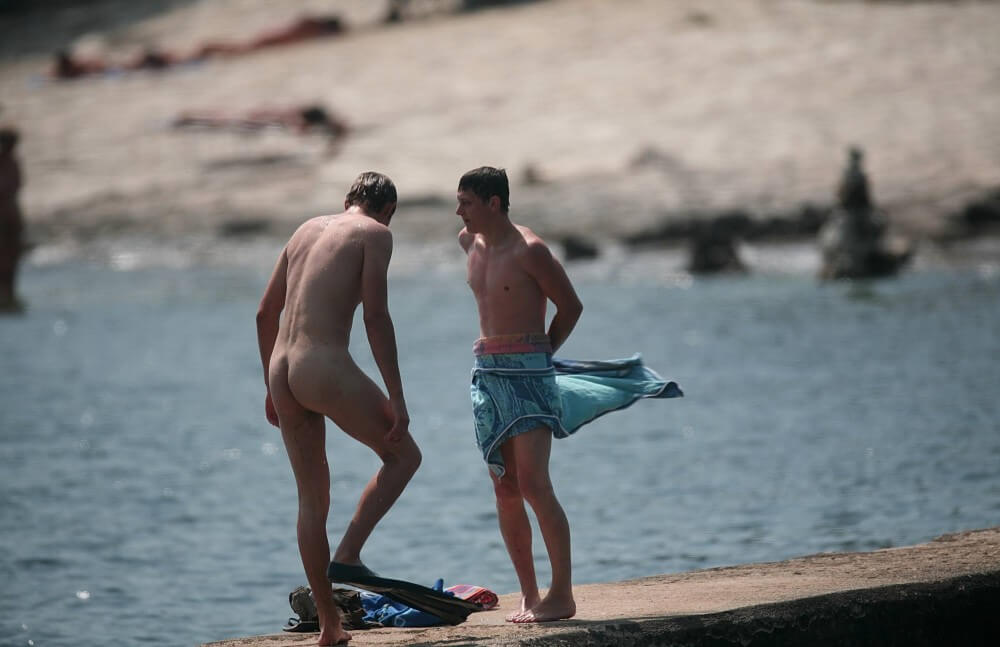 Nudists Boys - Water Prep On The Ledge - Down with Shame—Become a Nudist
