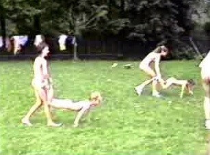 A nudist gathering at the stadium and sports - A slight inclination toward nudism