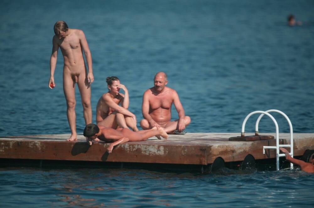 Naturist Family Water Slab pics - Values trust and friendliness among naked people